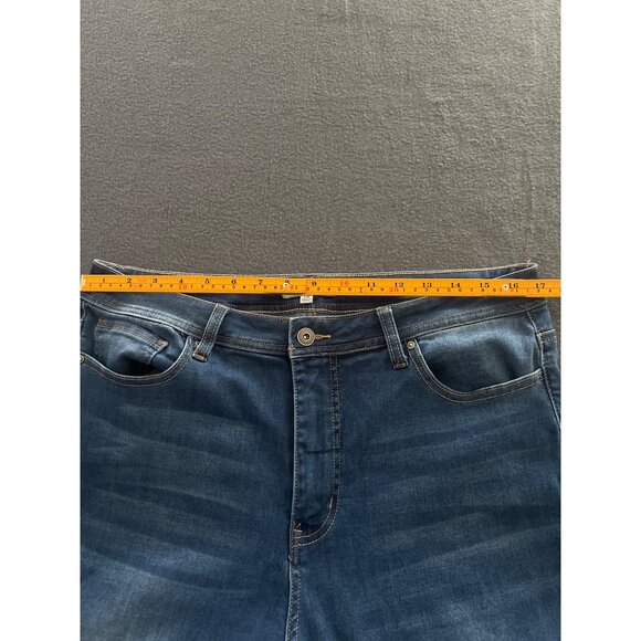 John Mark Raw Hem Crop Jeans Size 14 High Rise Stretch Blue Distressed Denim - Picture 9 of 14
